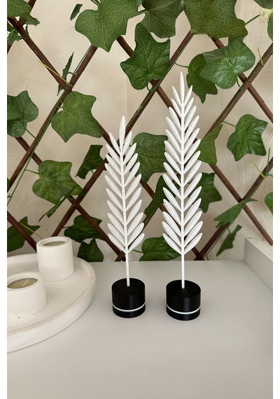 Modern Minimalist Doğa Temalı Yaprak Seti Mermer Beyazı Renkli Dekoratif Obje Mermer Beyaz - 698301863