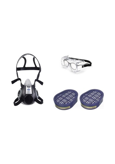 Yarım Yüz Maske 3300 Drager Abek Filtre Google Gözlük Univet 602.01 Set