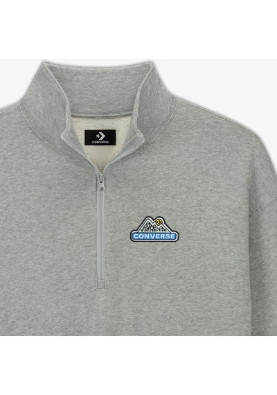 Converse Loose Fit Yarım Fermuarlı Erkek Gri Sweatshirt