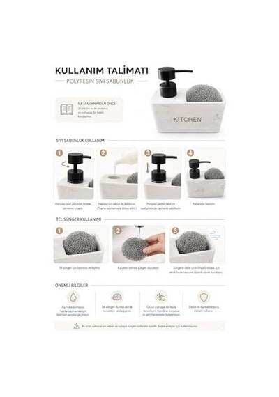 Polyresin Tel Süngerli Sıvı Sabunluk Seti Siyah Pompalı Mutfak Tezgah Üstü Dekoratif Süngerlikli Sabunluk 000 Açık Krem Polyresin Tel Süngerli Sıvı Sabunluk Seti Siyah Pompalı Mutfak Tezgah Üstü Dekoratif Süngerlikli Sabunluk 000 Açık Krem