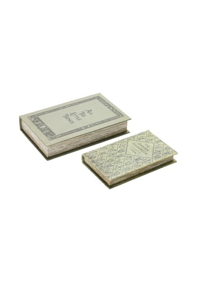 Mdf Ve Kanvas Kitap 2 Li Set All The Things Saklama Kutusu Doğal 2 Diğer
