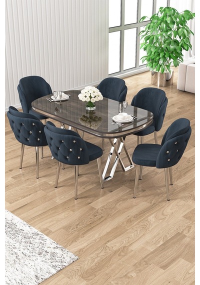 Canisa Zae Serisi 90x168 Lak Panel Antrasit Ironi Krom Ayak Masa Takımı 6 Antrasit Sandalye Siyah Mermer Desen Masa Sandalyeler Antrasit Canisa Zae Serisi 90x168 Lak Panel Antrasit Ironi Krom Ayak Masa Takımı 6 Antrasit Sandalye Siyah Mermer Desen Masa Sandalyeler Antrasit