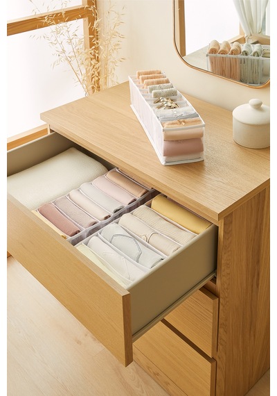 Ocean Home Textile 3'lü Bölmeli Beyaz Renk File Çekmece İçi Düzenleyici Set