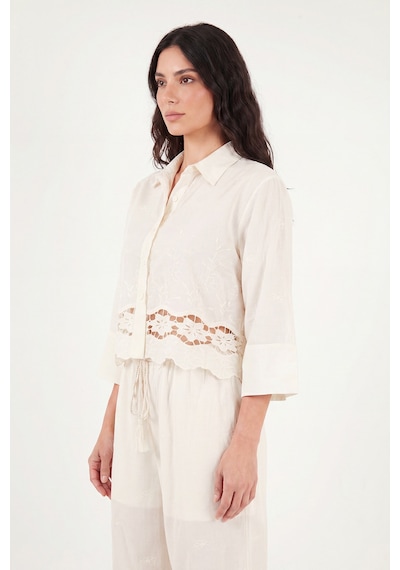 Lela Regular Fit Dantel Ve Brode İşlemeli Takım Bayan Takım 145m39432 Ekru
