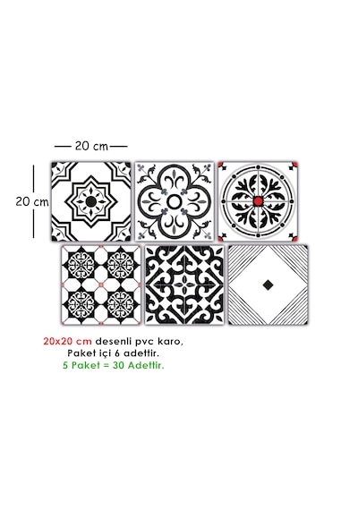 Kendinden Yapışkanlı Modern Solo Desenli Pvc Karo 20x20 Cm 5 Li Paket