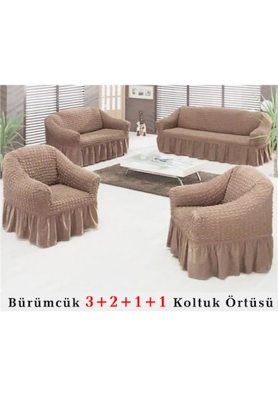 StarMall Bürümcük Koltuk Örtüsü, Berjer, Çekyat Kılıfı 3211 Takım Kum