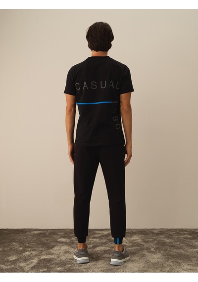Xint Siyah Pamuk Dokulu Regular Fit Tişört 502058
