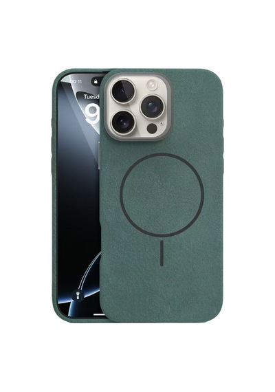 Piili Apple iPhone Uyumlu 15 Soft Aura Magsafe Kılıf Koyu Yeşil