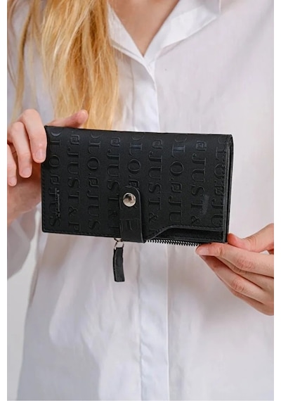 Just Polo Kadın 20 Kart Bölmeli Fermuarlı Ve Kapaklı Cüzdan Shopper Siyah