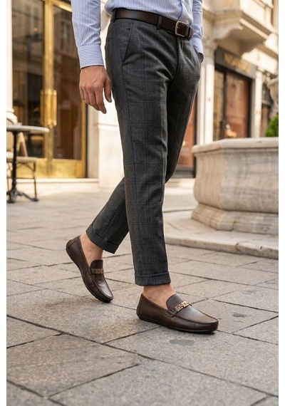 Pierre Cardin 90237 Rahat Esnek Hakiki Deri Erkek Loafer Ayakkabı Kahve