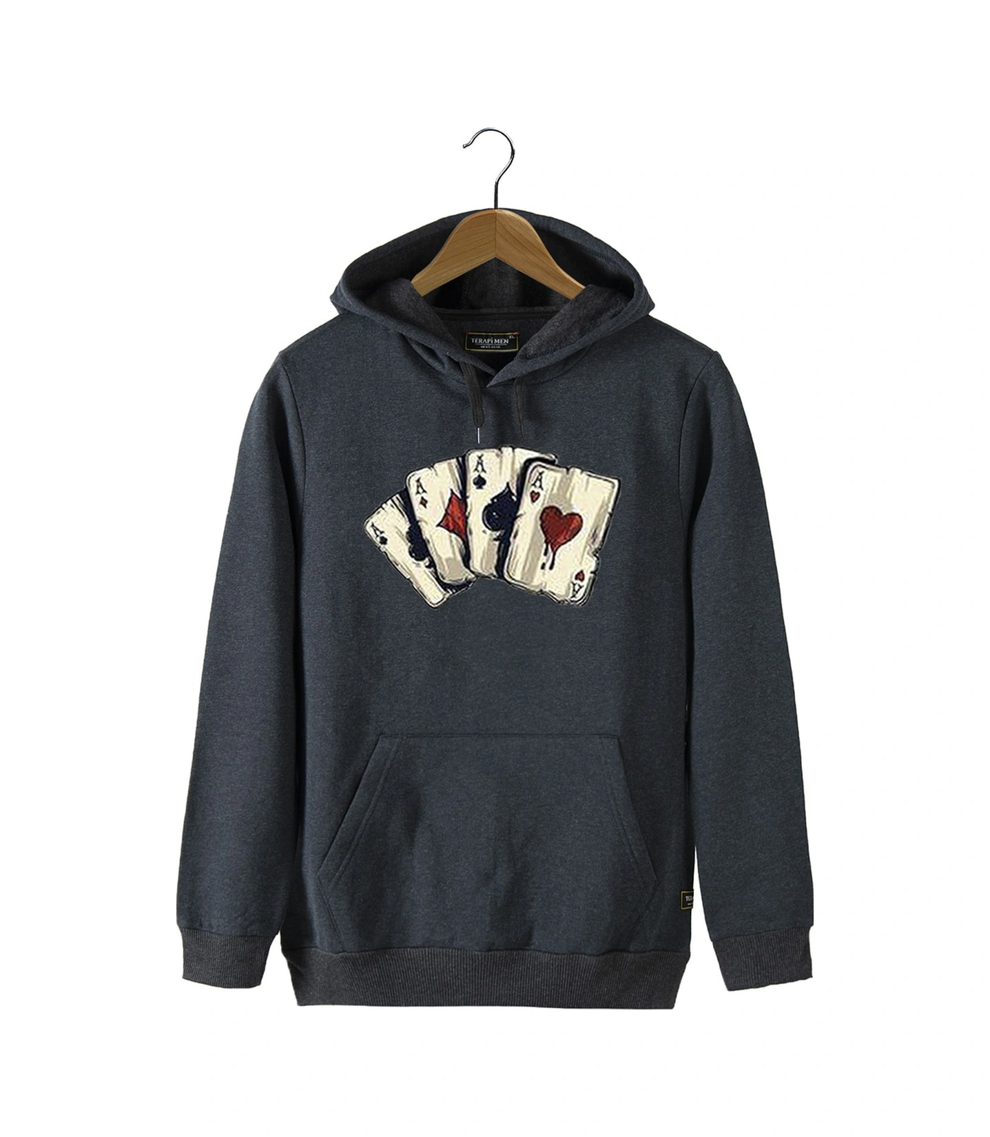 Veaven Unisex Füme Kapüşonlu Önü Iskambil Kağıdı Baskılı Slim Fit Kanguru Cepli Sweatshirt Füme Veaven Unisex Füme Kapüşonlu Önü Iskambil Kağıdı Baskılı Slim Fit Kanguru Cepli Sweatshirt Füme