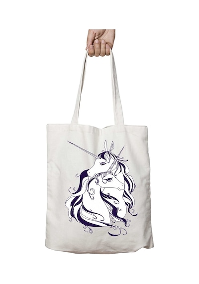 Art Hediye Unicorn Aşk Love Sevgi İki Tarafı Kalıcı Baskılı Yıkanabilir Çanta Çok Renkli