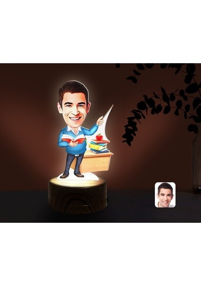 Kişiye Özel Erkek Sınıf Öğretmeni Karikatürlü Dekoratif 3D Biblo