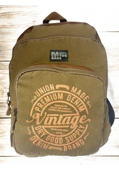 Old Cotton Cargo Kaliteli Siyah Vintage Salaş Baskılı Disayn Günlük Gezi Okul Sırt Çantası Revilla Bag 28x38cm Hardal Sarı