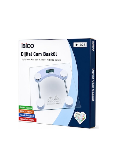 Dijital - Pilli Kare Banyo Baskül Terazi Tartı Lcd Ekran 180kg/0.1g 30x30cm İ11-025 5570 Çok Renkli
