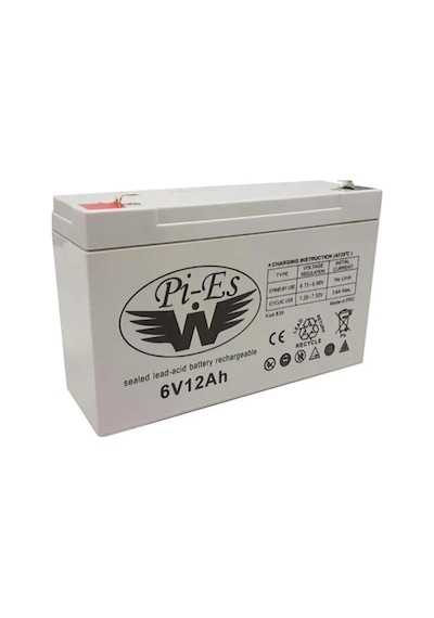 6 Volt 12amper 6v/12ah/20hr Kuru Tip Bakımsız Akü 6volt 12amper B