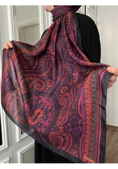 Modakaşmir Aminenesil Etnik Desen Soft Pamuk Şal Açık Fuşya