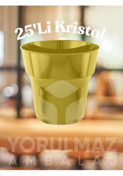 Gold Kristal Plastik Bardak 25 Li Lüks Sert Mika Görünümlü, Dayanıklı, Parti & Davet İçin Şık Tek Kullanımlık Barda Açık Mavi