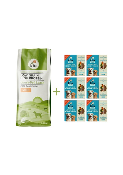 Kito Kuzu Etli Mini Irk Yetişkin Köpek Maması 2500 G + Kito Fresh Levrek Etli Köpek Yemeği 6'lı