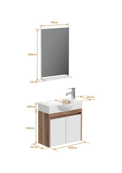 Aqua Bagno Minizia Banyo Dolabı 55 X 32 Cm. Doğal Ceviz -beyaz ,lavabo Dahil Abs.50.35.06.03 Ceviz - Beyaz Aqua Bagno Minizia Banyo Dolabı 55 X 32 Cm. Doğal Ceviz -beyaz ,lavabo Dahil Abs.50.35.06.03 Ceviz - Beyaz