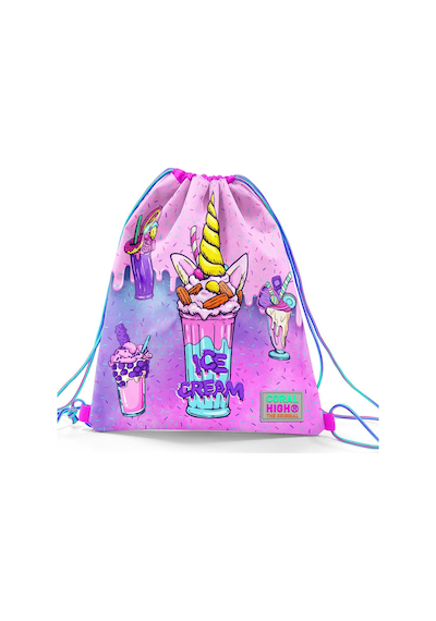 Coral High Kids Pembe Mor Milkshake Dondurma Desenli İpli Büzgülü Sırt Çantası 12644 Pembe - Mor