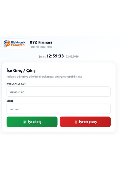 Personel Mesai Takip Panosu Kablosuz Giriş/çıkış Sistemi