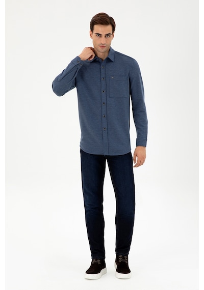 U.S. Polo Assn. Erkek Lacivert Comfort Fit Cepli Örme Gömlek 50306264-VR033