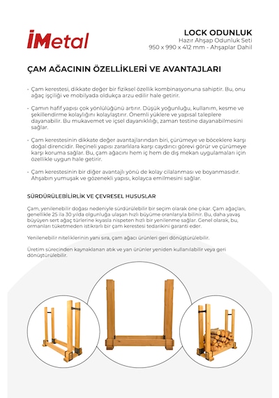 Lock Odunluk Hazır Ahşap Odunluk Seti950x990x412mm Ahşaplar Dahil
