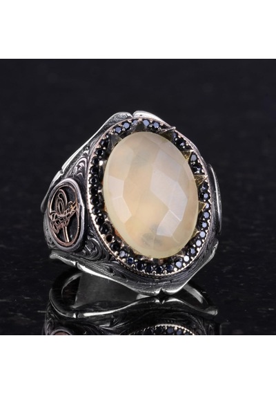 925 Ayar Katı Gümüş Erkek Yüzük - Doğal Limon Topaz Taşı İle El Yapımı Zarafet Gümüş