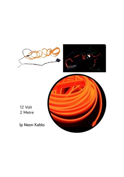 Carub 12v İp Neon Araç İçi Torpido Ledi Şerit Led Kablo Turuncu 2 Metre Br4327559 1 Adet