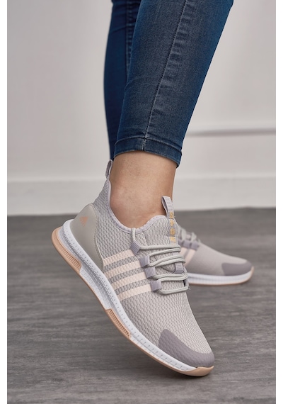 Günlük Unisex Sneaker Nefes Alabilen Triko Bağcıklı Hafif Yürüyüş Esnek Spor Ayakkabı 249 053 Buz- Pembe