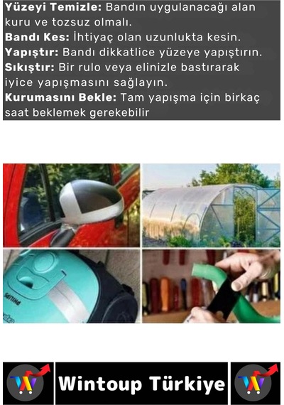 Tamirbandı Suya Neme Küfe Toza Dayanıklı Çok Amaçlı Montaj Onarım Bantı 48 Mm X 10 Metre Dörtlü Set