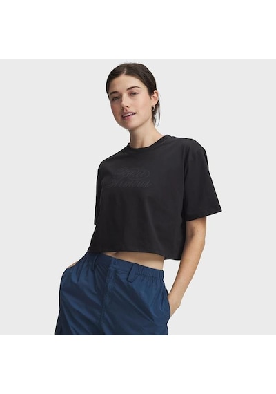 Under Armour Scriptheart Crop Kadın Siyah Polo Yaka Tişört