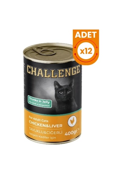 Tavuklu Ciğerli Yetişkin Konserve Kedi Maması 12 Adet 400 Gr