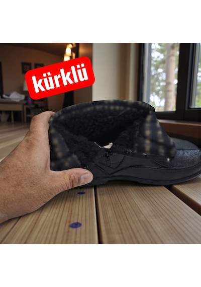 Fiyra Yaldır Siyah Renk İçi Kürklü Yumuşak Fermuarlı Plastik Bot