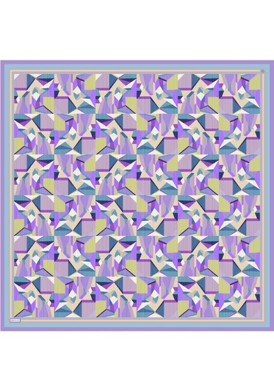 BELLİ Saf İpek Eşarp 4106d Twill İpek - 90 X 90 / Mor - Mavi - Yeşil Mor - Mavi - Yeşil