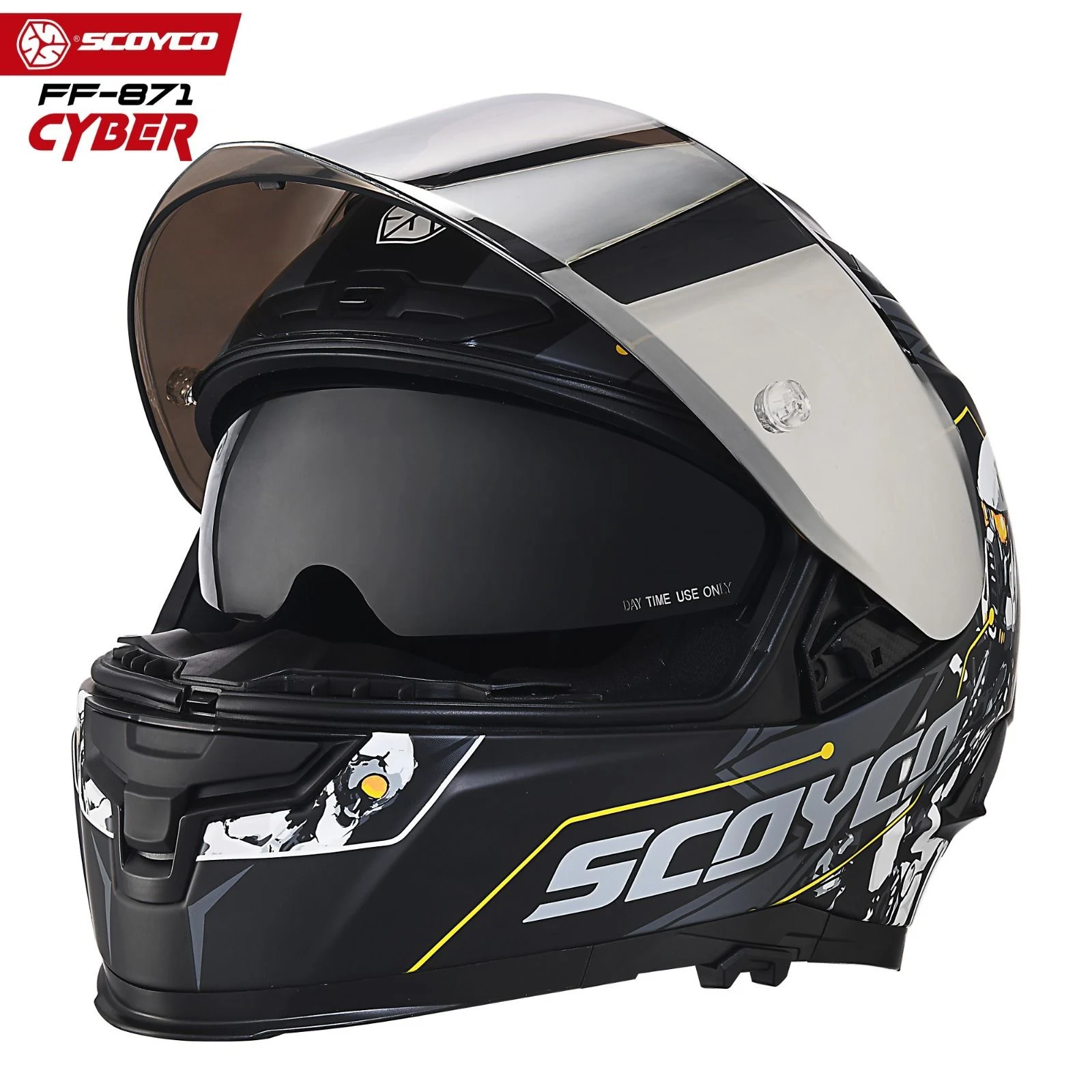 Scoyco 871 Cyber Full Face Ece Onaylı Vizörlü Motosiklet Kaskı