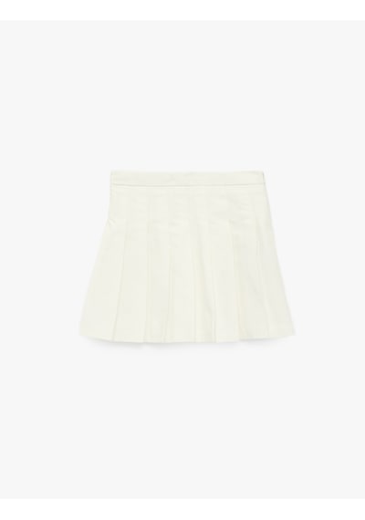 Koton Pamuklu Kalın Pileli Basic Mini Etek Ekru 6skg70007aw Ekru