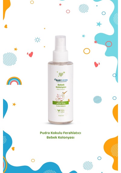 Baby İcon %100 Doğal Bebek Kolonyası 150 Ml Pudra Kokulu Bitkisel Vegan İçerik 709