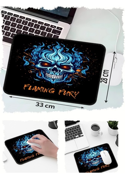 Kurukafa Fury Tasarımlı 33x28 Cm Mousepad Kaymaz Taban Rahat Konforlu Mouse Pad