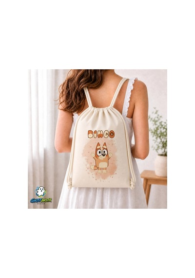 Ghostbastır Design Bluey Büzgülü Keten Çanta C044 Bej