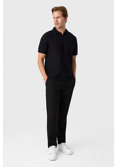 Back And Bond Regular Fit Düğmesiz Siyah Polo Yaka Tişört
