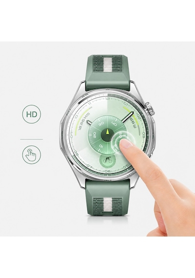 Huawei Watch Gt6 46mm Uyumlu Kolay Takılabilir Takma Aparatlı Temperli Cam Ekran Koruyucu