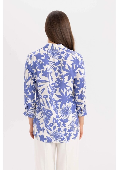 Defacto Loose Fit Desenli Uzun Kollu Gömlek U3684AZ24SMBE284 Mavi