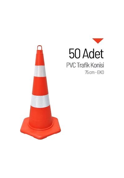 50'li Pvc Trafik Konisi Seti 75 Cm Eko Trafik Dubası-3624