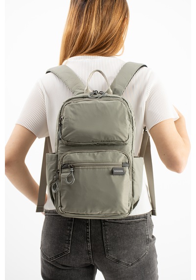 Özer-6032 Sanmorris Unisex Suya Dayanıklı Paraşüt Kumaş 5 Bölmeli Laptop Bölmeli Seyahat Ve Okul Çantası Açık Gri