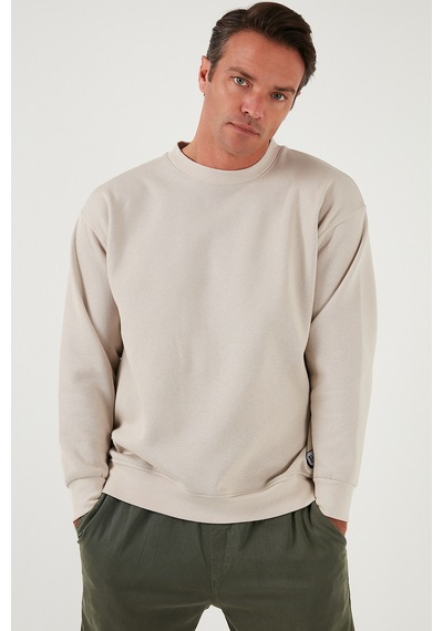 Buratti Regular Fit Bisiklet Yaka Pamuklu Içi Tüylü Yumuşak Şardonlu Erkek Sweat 5905255 Kum