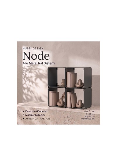 Node 4 Lü Modüler Metal Komodin Açık Raflı Küp Tasarım Başucu Sehpası Gri - 940098009 Gri Node 4 Lü Modüler Metal Komodin Açık Raflı Küp Tasarım Başucu Sehpası Gri - 940098009 Gri