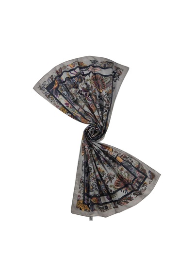 Mim Eşarp Mısırlı Eşarp Etnik Desenli Pamuklu Şal 75x190 Cm Açık Taş