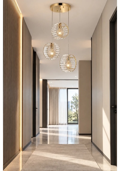 Modern Premium Gold Camlı 3 X E27 Duyulu Dekoratif Salon Mutfak Yemek Odası Avizesi 60w Beyaz